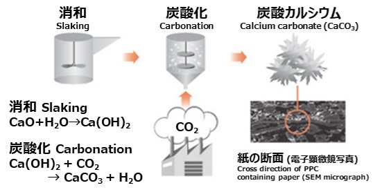 軽質炭酸カルシウムの生成反応